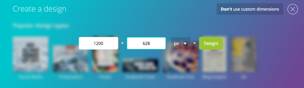 Boxes on Canva that allow you to enter custom dimensions for your designs